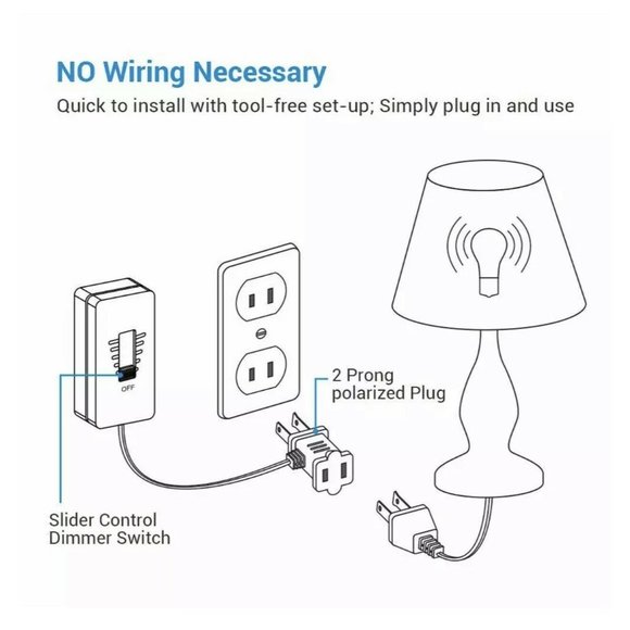Plug-In Lamp & Light Dimmer Switch - 6.56 ft Cord Model #HPID01W - White - Picture 2 of 5